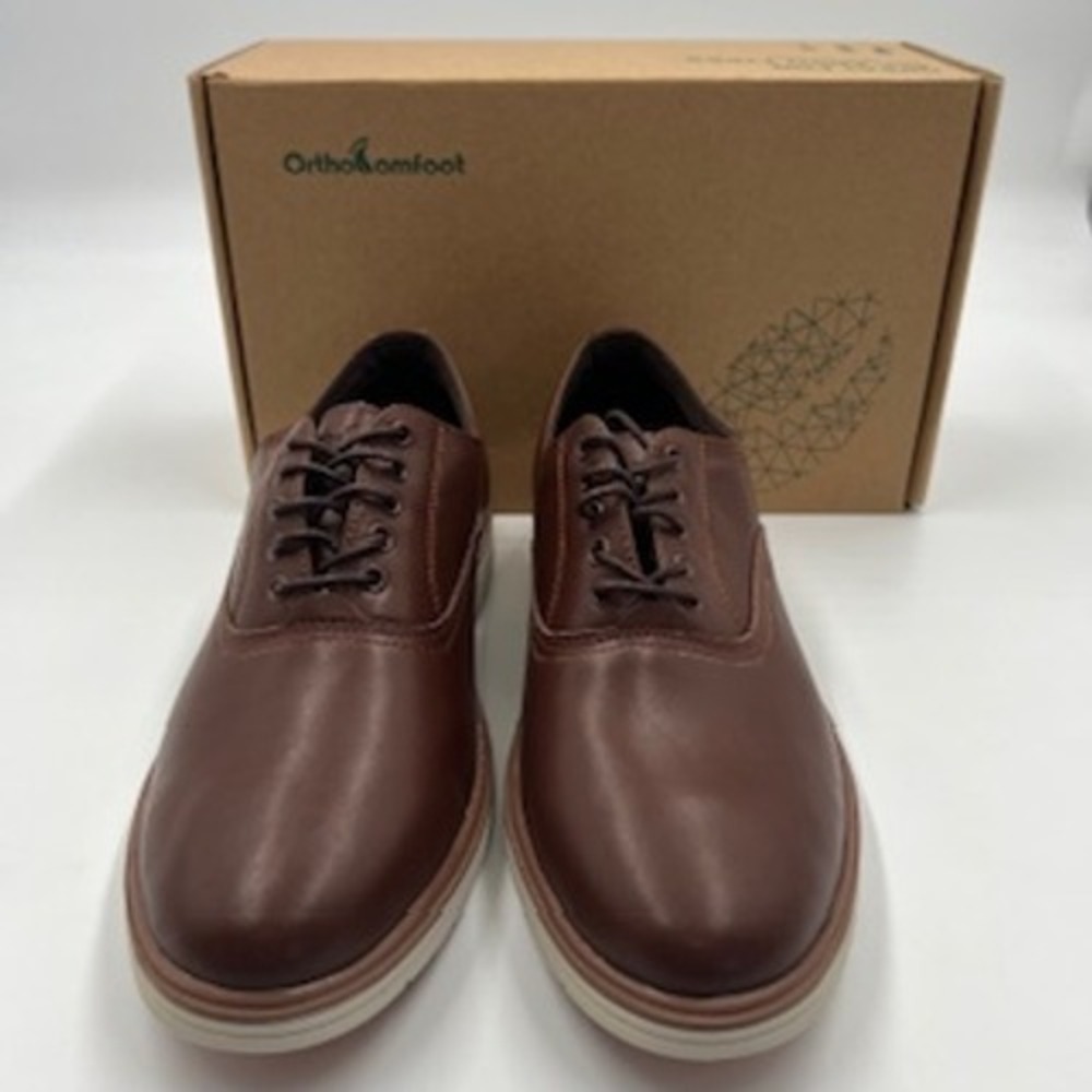 OrthoComfoot Mens leather Brown Oxford Dress‎ Shoes OFLK07B Size EU 42 US 9